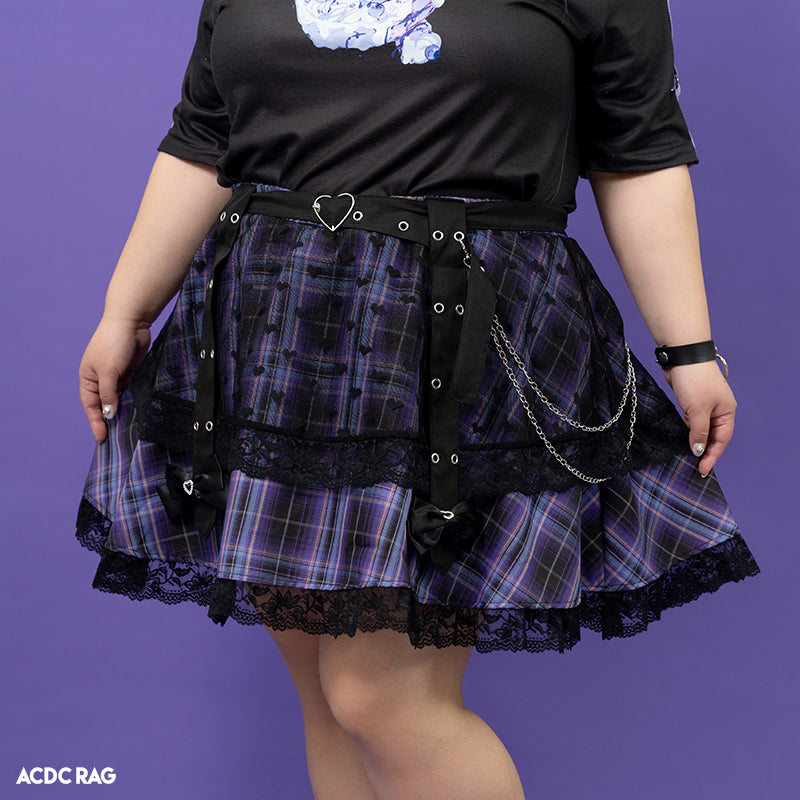 Purple plaid skirt plus size best sale