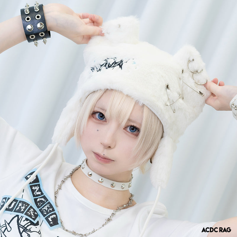 MAD PUNKS MAD GIRL ネコ耳付サマーベストニット スカル Y2K MAD PUNKS MAD GIRL ネコ耳付サマーベストニット スカル Y2K MAD PUNKS