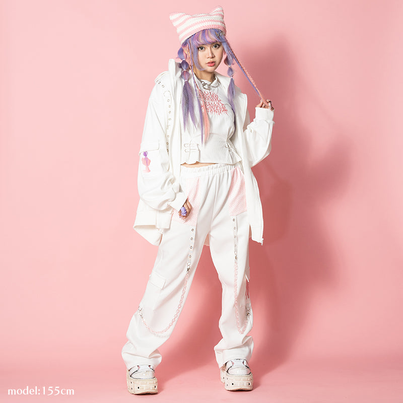 【ホワイト/ピンク】acdcrag パステルグル〜ミ〜 メッシュジャケット 新品