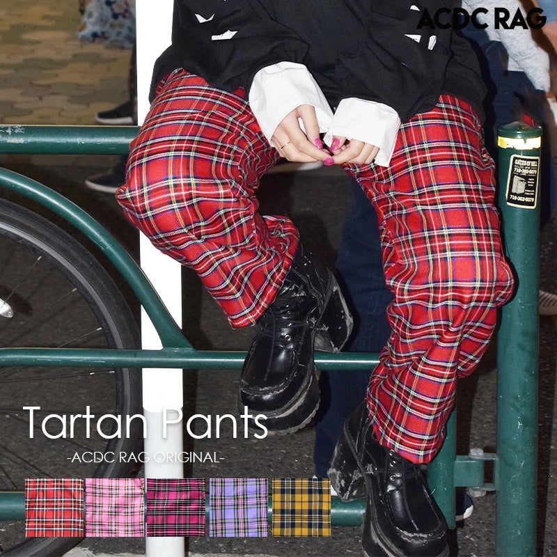 Orders plaid pants red mens