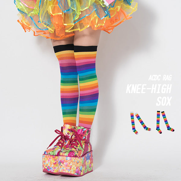 I read an image to a gallery viewer, Rainbow Knee-High Socks