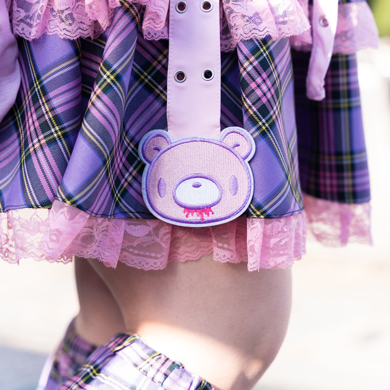 I read an image to a gallery viewer, Pastel Gloomy Plus Size Belt Skirt