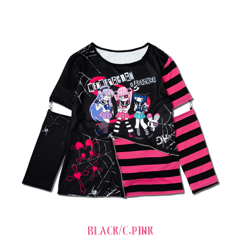 I read an image to a gallery viewer, EMO Punk Menhera Chan Zip Long-Sleeve Tee