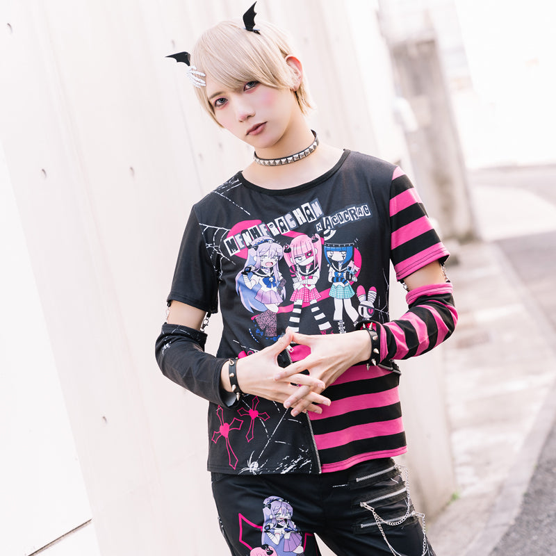 I read an image to a gallery viewer, EMO Punk Menhera Chan Zip Long-Sleeve Tee