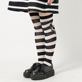 Bordered Black Knee-High Socks 