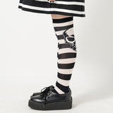 Bordered Black Knee-High Socks 