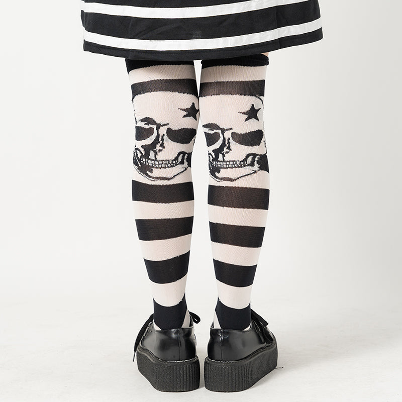 Bordered Black Knee-High Socks 