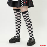 Flag Checkered Over-the-Knee Socks