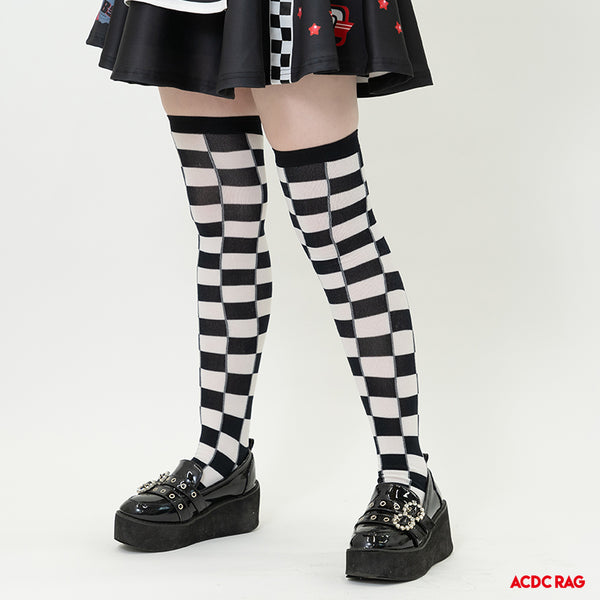 Flag Checkered Over-the-Knee Socks