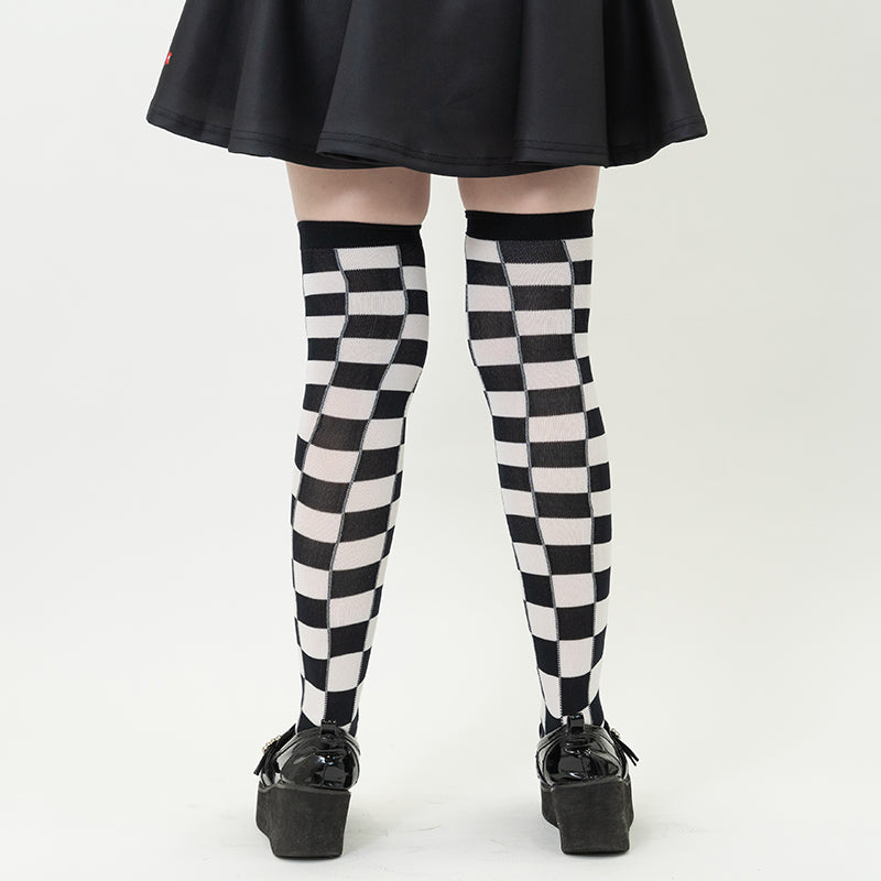 Flag Checkered Over-the-Knee Socks