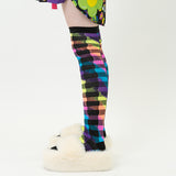 Checkered Rainbow Over-The-Knee Socks