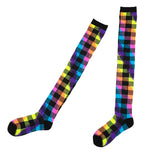 Checkered Rainbow Over-The-Knee Socks