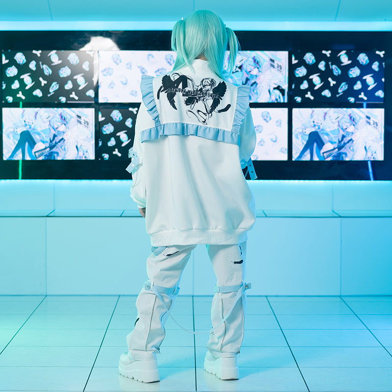 ACDCRAG 初音ミク ジャージジャケット WHITE/PASTEL BLUE 初音ミク ジャージジャケット – ACDC RAG
