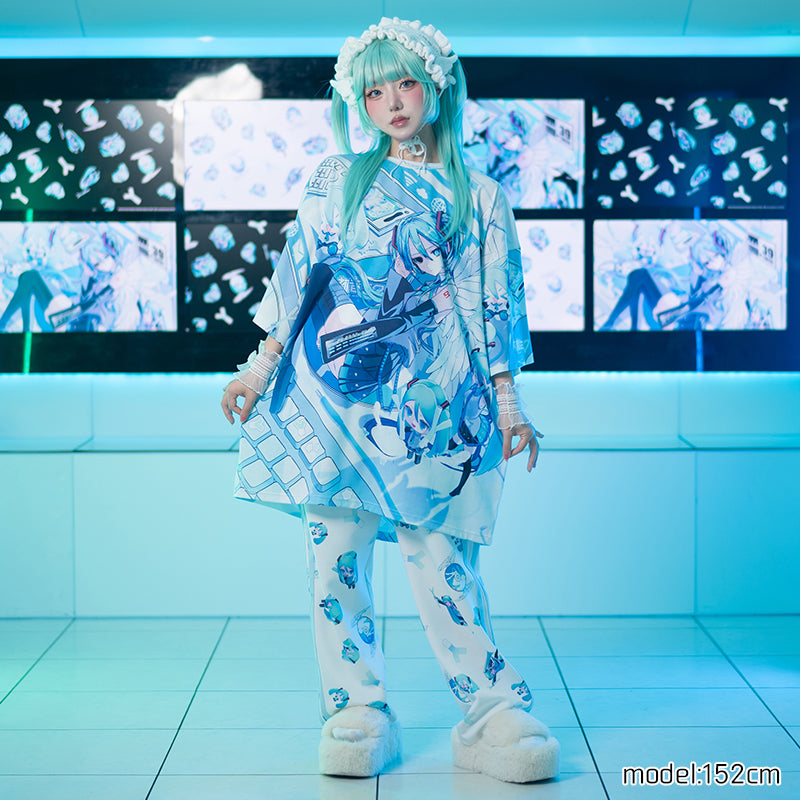 ACDCRAG 初音ミク レッグ付きスカート WHITE/PASTEL BLUE 初音ミク レッグ付きスカート – ACDC RAG