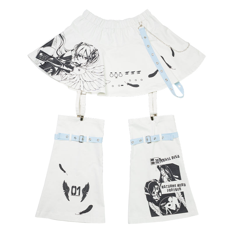 ACDCRAG 初音ミク レッグ付きスカート WHITE/PASTEL BLUE 初音ミク レッグ付きスカート – ACDC RAG