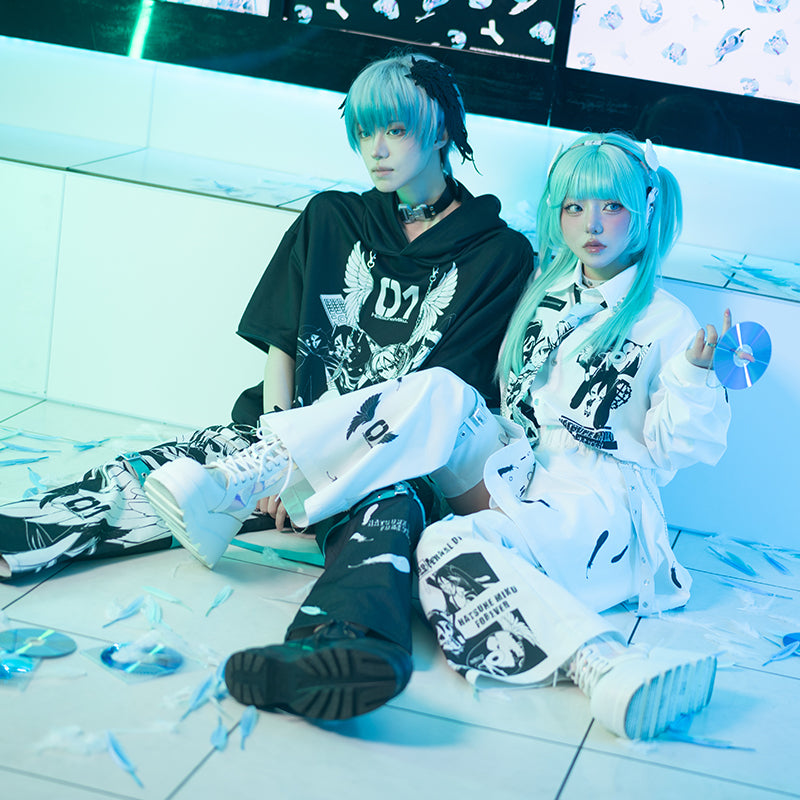 ACDCRAG 初音ミク レッグ付きスカート WHITE/PASTEL BLUE 初音ミク レッグ付きスカート – ACDC RAG