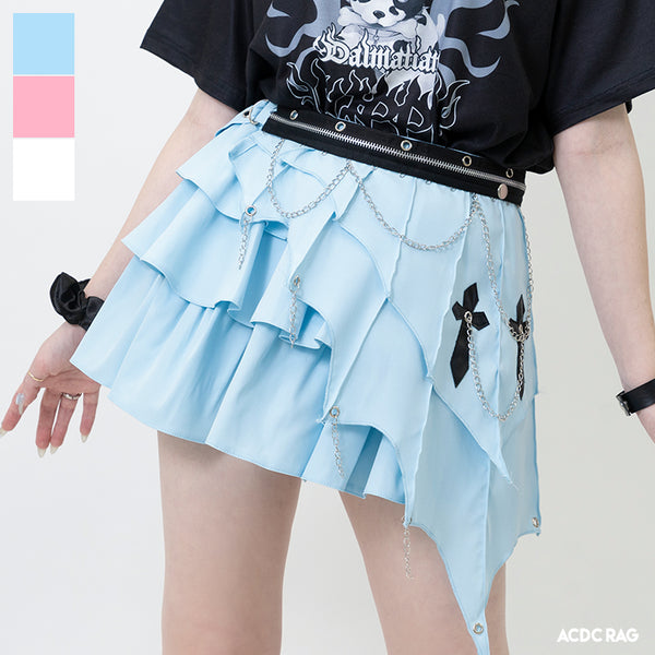 3 LAYER ASYMMETRY SKIRT PASTEL