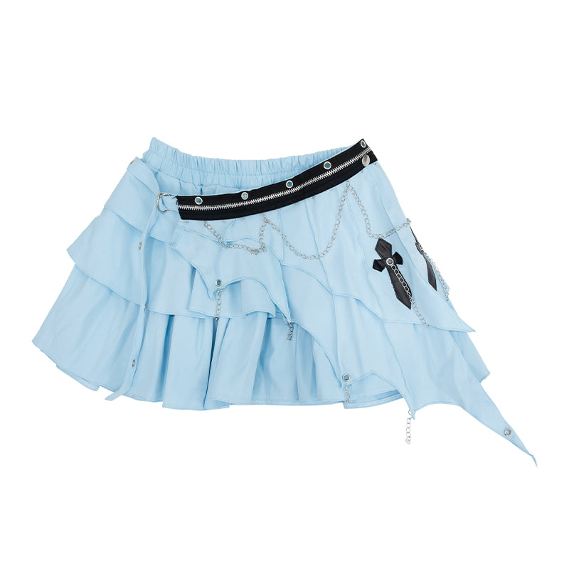 3 LAYER ASYMMETRY SKIRT PASTEL