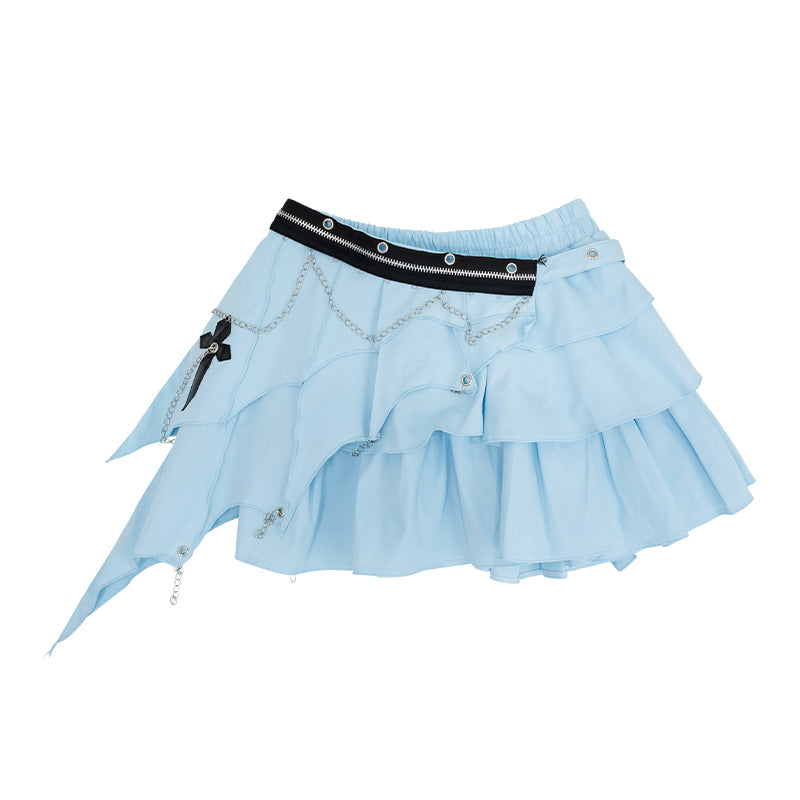 3 LAYER ASYMMETRY SKIRT PASTEL
