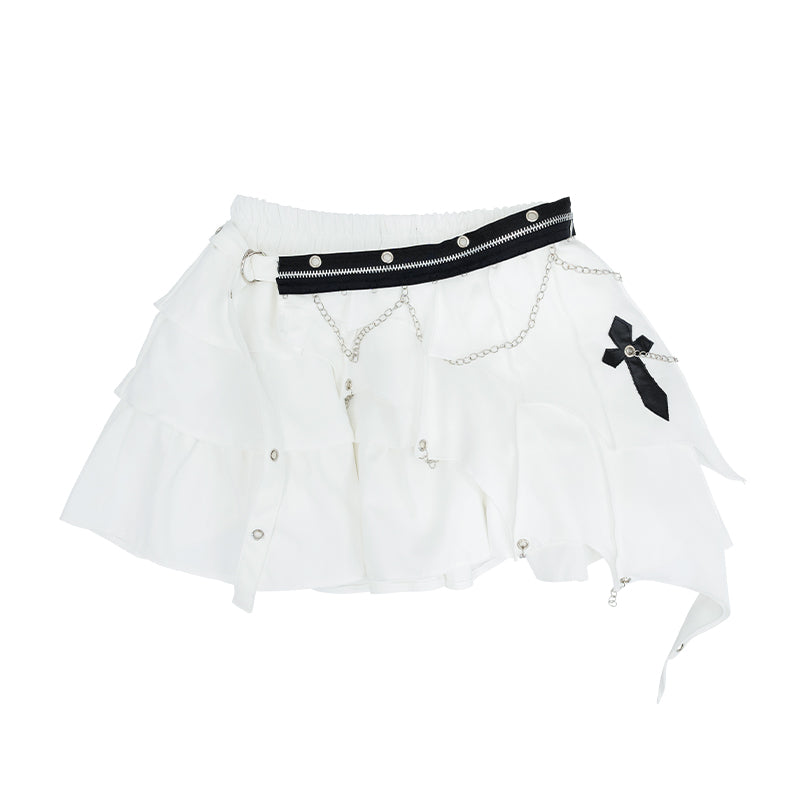 3 LAYER ASYMMETRY SKIRT PASTEL