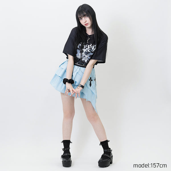 3 LAYER ASYMMETRY SKIRT PASTEL