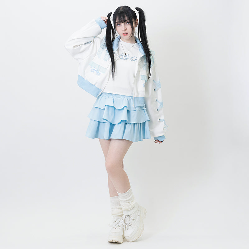 3 LAYER ASYMMETRY SKIRT PASTEL