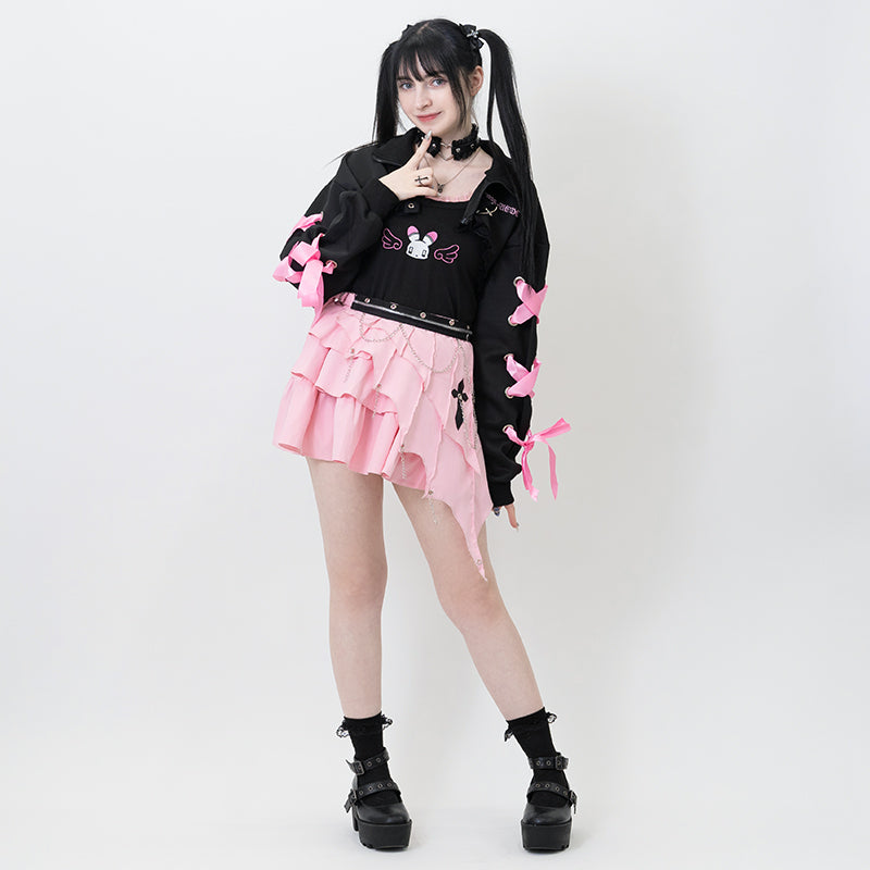 3 LAYER ASYMMETRY SKIRT PASTEL