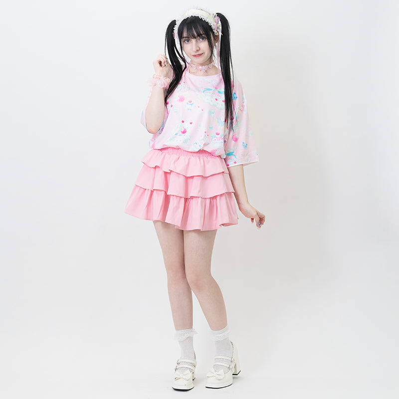 3 LAYER ASYMMETRY SKIRT PASTEL