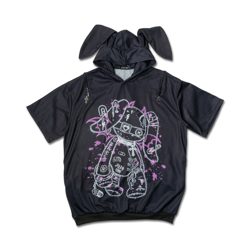 【YOURNUS】ACDC Black Dyeing Hoodie AC/DC Vintage Tie-Dye Back In Black Hoodie T-shirts/Clothing