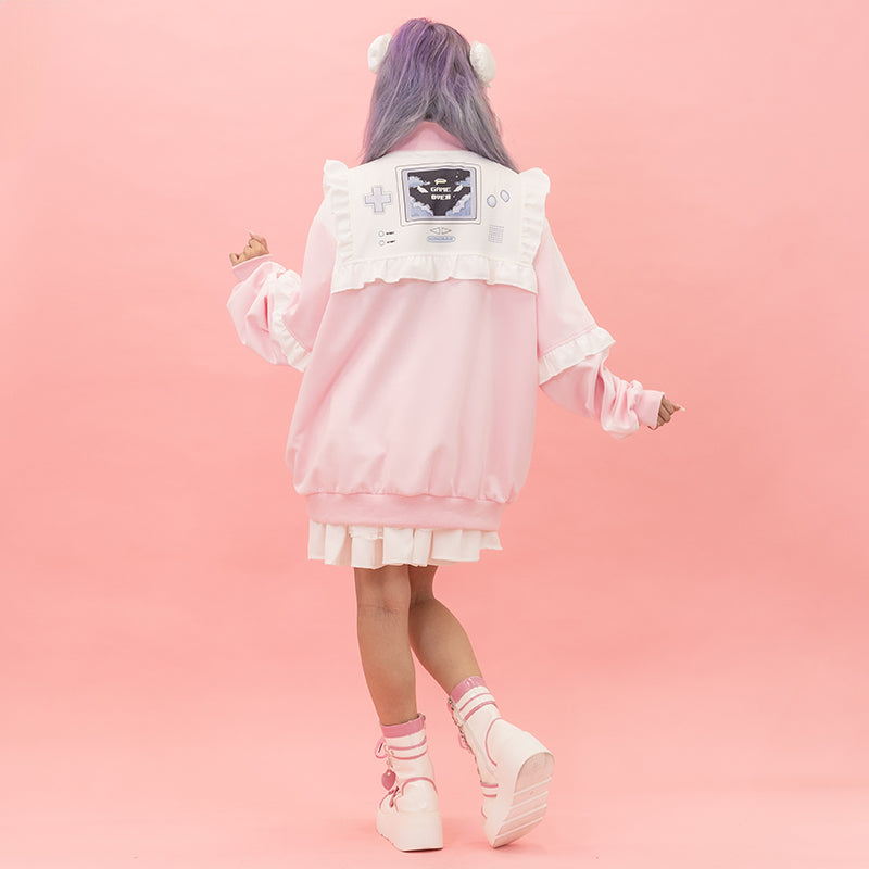 GAME OVER FRILL JACKET PINK