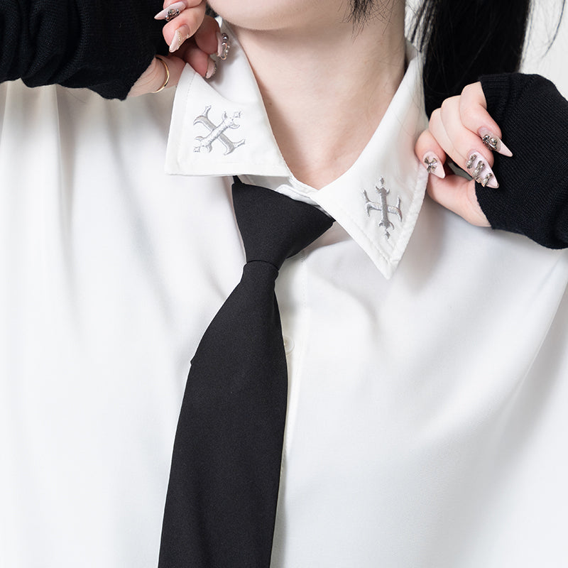 vampire dress shirt SJM126 Gothic flounce cuff men classic style Black chiffon shirt with bow tie L