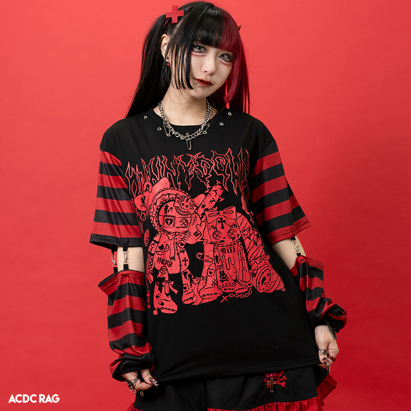 PUNKY BUNNY LONG SLEEVE TEE RED