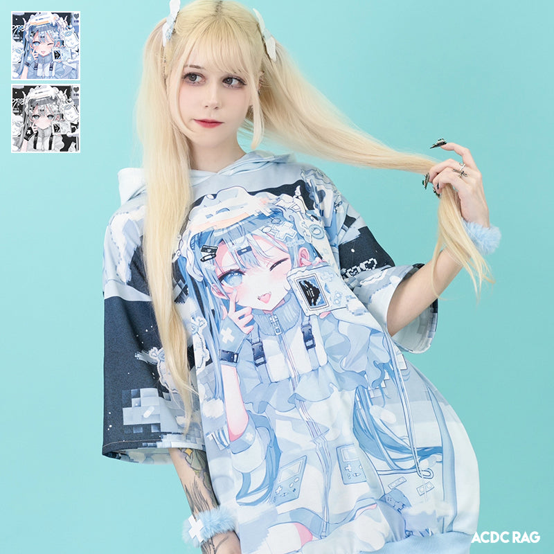 GAME GIRL Hoodie Short Sleeves