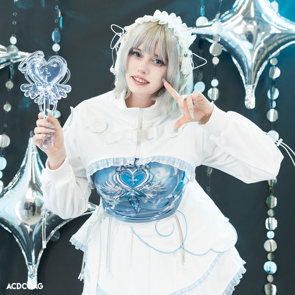 Heart Hack クロップドジャケット WHITE/PASTEL BLUE – ACDC RAG