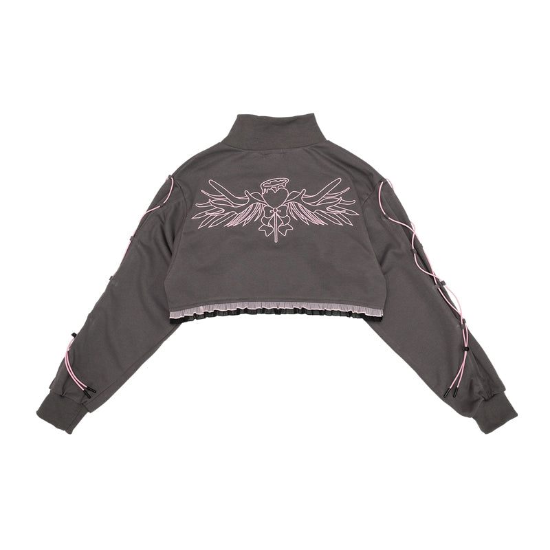 Heart Hack Cropped Jacket DARK GRAY/PINK – ACDC RAG