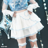 Heart Hack スカート WHITE/PASTEL BLUE