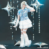 Heart Hack スカート WHITE/PASTEL BLUE