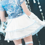 Heart Hack スカート WHITE/PASTEL BLUE