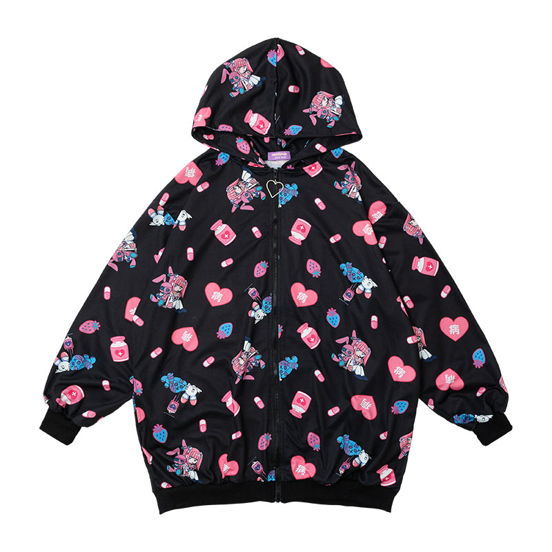 P Menhera-chan Mill Nero Zip Hoodie