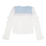 Swaying Heart Blouse White/Pastel Blue