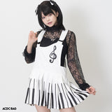 Piano Jumper Skirt White