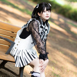 Piano Jumper Skirt White