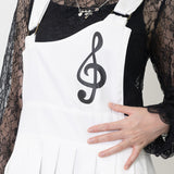 Piano Jumper Skirt White