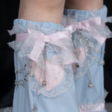 Swaying Heart Leg Warmers Pastel Blue