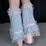 Swaying Heart Leg Warmers Pastel Blue