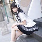 ピアノ リボンつけ襟 BLACK