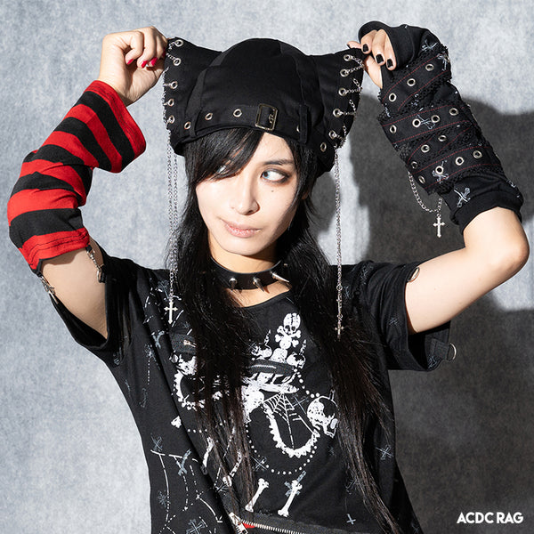 M∀D　パンク系　病みかわ　ブラックファー付きジャケット MADPUNKS M∀D パンク系 病みかわ ブラックファー付きジャケット MADPUNKS