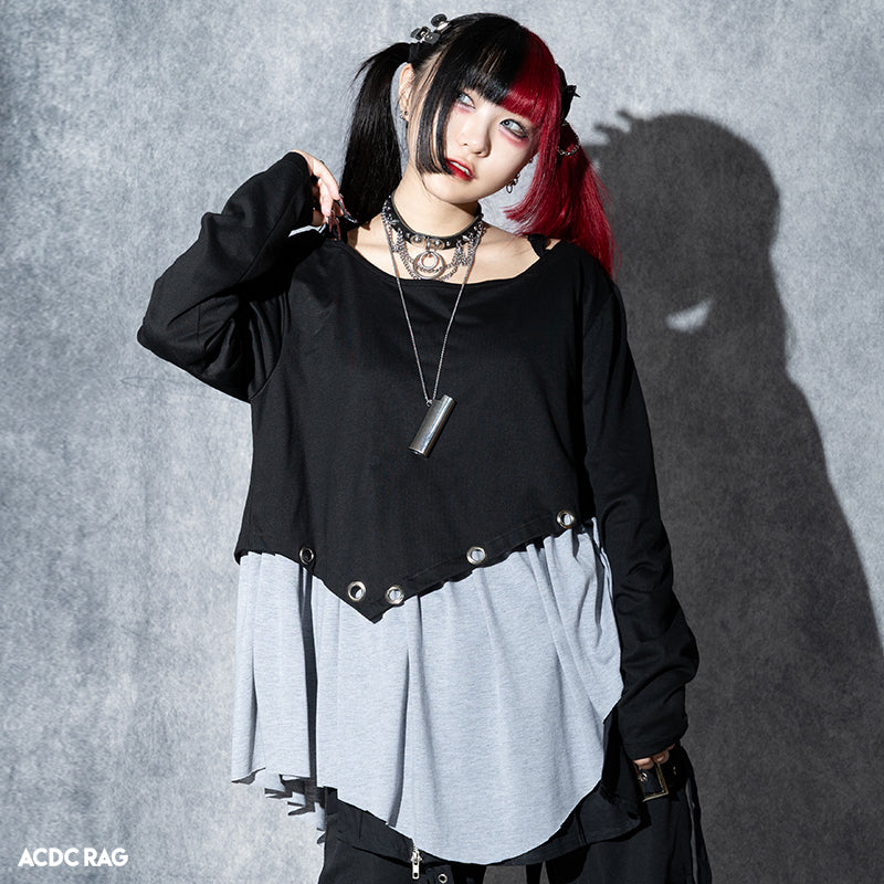 I read an image to a gallery viewer, Dark Abyss Asymmetric Cut-&amp;-Sew Tee