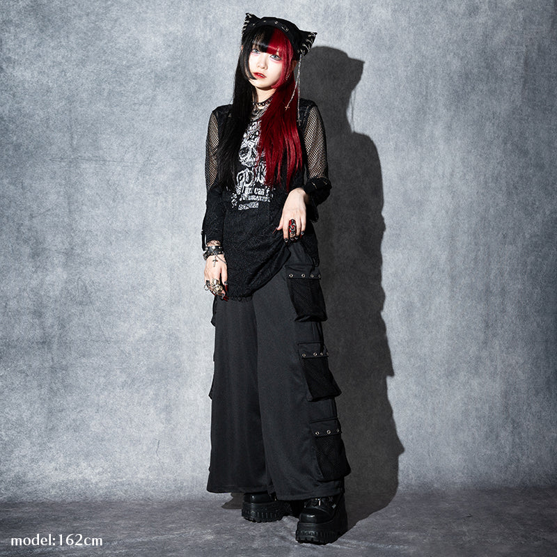 Green Goth Cargo Skirt Grey Pleated Skirt LLIMED Gothic Utility