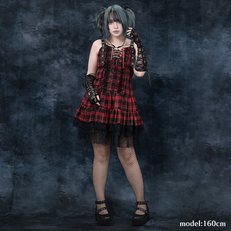 black red plaid dress Devil You Dont Exist Available In Red/Black Red Plaid Tie Shoulder Midi